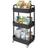 Laiensia 3-Tier Storage Carts,Multifunction Utility Rolling Cart Kitchen Storage Organizer,Mobile Shelving Unit Cart with Lockable Wheels for Bathroom,Laundry,Living Room,With Classified Sticker,Black view 1