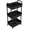 Laiensia 3-Tier Storage Carts,Multifunction Utility Rolling Cart Kitchen Storage Organizer,Mobile Shelving Unit Cart with Lockable Wheels for Bathroom,Laundry,Living Room,With Classified Sticker,Black view 2
