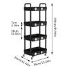 Laiensia 4-Tier Rolling Cart with Wheels,Multifunction Utility Storage Carts, Kitchen Storage Organizer,Mobile Shelving Unit for Bathroom,Laundry,with Classified Stickers,Black view 4