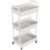 Laiensia 3-Tier Rolling Cart with Wheels,Multifunction Utility Storage Carts, Kitchen Storage Organizer,Mobile Shelving Unit for Bathroom,Laundry,with Classified Stickers,White view 2
