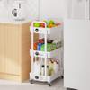 Laiensia 3-Tier Rolling Cart with Wheels,Multifunction Utility Storage Carts, Kitchen Storage Organizer,Mobile Shelving Unit for Bathroom,Laundry,with Classified Stickers,White view 4