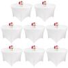 JALANCY 8 Pack 5FT Round Spandex Tablecloth 60 White Round Elastic Table Cover Washable Wrinkle Resistant Fitted Stretch Table Cover for Wedding Party Birthday Banquet Bar Events view 1