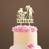 Wedding Cake Toppers with Pet, Mr & Mrs Rustic Wreath Couple's Names Cake Topper, Wood Cake Topper for Wedding, Custom Script Cake Toppers for Wedding, Beach Wedding Bridal Shower Decor view 1
