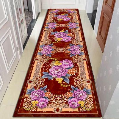 2x2 FT Rug Modern Hallway Rug Non-Skid MatWashable Easy Clean Non-Slip Carpet with Thick Pile, red Ethnic Pattern Design for Home Villa Aisle Decorcan be CutStyle C