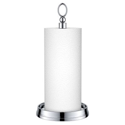 KASUNTO Paper Towel Holder (with Heavy Weighted Base) Steel Paper Holder countertopBlack Paper Towel Holder for Kitchen Countertops, Bars & Dining Tables,Fits Standard & Jumbo Rolls,Chrome