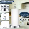 KASUNTO Paper Towel Holder (with Heavy Weighted Base) Steel Paper Holder countertopBlack Paper Towel Holder for Kitchen Countertops, Bars & Dining Tables,Fits Standard & Jumbo Rolls,Chrome view 3