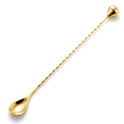Homestia 2-in-1 Muddler Bar Spoon, 12 Inch Cocktail Mixing Spoon, Gold