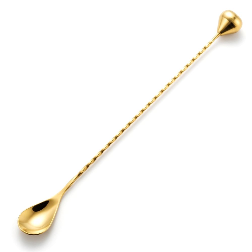 Homestia 2-in-1 Muddler Bar Spoon, 12 Inch Cocktail Mixing Spoon, Gold