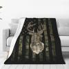 Camo Camouflage Hunting Deer American Flag Soft Warm Full Fleece Throw Blanket Flannel Fuzzy Travel Blankets All-Season Throws for Bed Sofa Women Gifts 50"X60" view 1