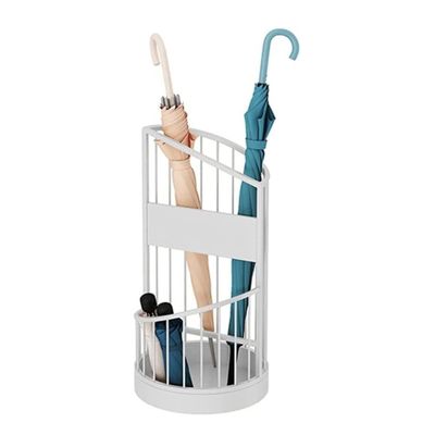 Ryakos Umbrellas Storage Rack 2 Tiers Metal Umbrella Stand Entryway Bucket for Family Business Hotel Office Holder (Color : White, Size 25 * 55cm)