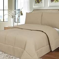 Dainty Homes : 9 Piece Comforter,Flat Sheet,Fitted Sheet, Pleated Skrit, Bed Runner, 4 Pc Pillowcases All is Match 600 TC 100% Cotton Egyptian 27" Deep Pocket Full XL Solid Beige