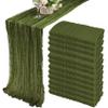 12 Pack 10Ft Cheesecloth Table Runner 35x120 Inch Boho Gauze Table Runner Rustic Cheese Cloth Long Romantic Table Runners for Wedding Bridal Shower Birthday Party Table Decor (Grass Green) view 1