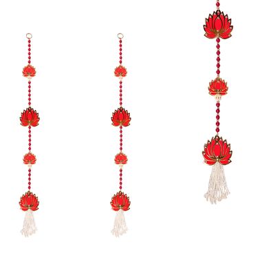 Aditri Creation Set of 2 Pink Lotus String Wall Hanging Decoration for Home Door Wall Temple for Indian Wedding Festival Decorations Home Door Wall Decor Festivities and New Year Gifting