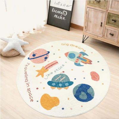 ABREEZE Large Round Kids Play Mat 5.3ft, Faux Wool Kids Play Area Rugs Nursery Door Mat Soft Plush Non-Slip Childrens Carpet for Bedroom Living Room PlayroomSpace