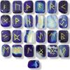 Arts Of India Stones Set | Crystal Viking Alphabet Elder futhark Wicca Norse Divination Gemstones (Blue Onyx) view 1