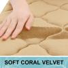 OLANLY Memory Foam Bath Mat Rug 47x24, Ultra Soft and Absorbent Bathroom Rugs, Non-Slip, Comfortable, Machine Washable Bath Carpet for Bathroom Floor, Tub, Shower and Home Decor Accessories, Beige view 2