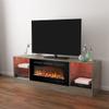 Kentsky 72" Fireplace TV Stand, Entertainment Center with 36" Electric Fireplace, LED Light Wood Storage Cabinet Table, Media Console for TVs Up to 80", Thermostat, 13 Flame Colors, Grey view 3