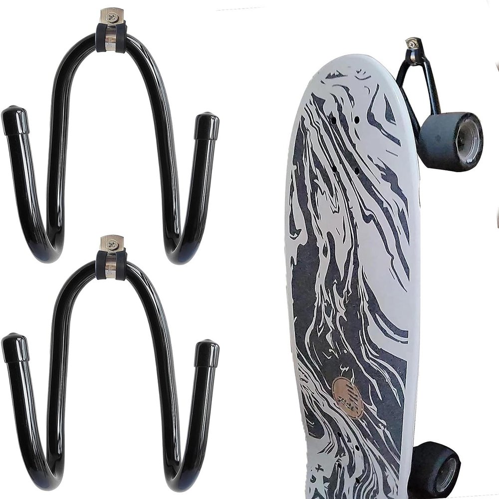 RUZUO Upgraded Skateboard Wall Mount Skateboard Hanger, Skateboard and Longboard Wall Rack, Skate Board Holders-Lengthen (2)