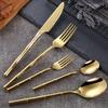 Bamboo Shape Gold Silverware Set Durable 18/10 Stainless Steel Flatware Sets Wedding Kitchen Halloween Cutlery Utensil 20 Piece Tableware Service for 4 Dishwasher Safe Mirror Polished Nice Weight view 1