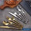 Bamboo Shape Gold Silverware Set Durable 18/10 Stainless Steel Flatware Sets Wedding Kitchen Halloween Cutlery Utensil 20 Piece Tableware Service for 4 Dishwasher Safe Mirror Polished Nice Weight view 2