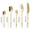 Bamboo Shape Gold Silverware Set Durable 18/10 Stainless Steel Flatware Sets Wedding Kitchen Halloween Cutlery Utensil 20 Piece Tableware Service for 4 Dishwasher Safe Mirror Polished Nice Weight view 4
