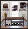 NURTUDIS Shoe Rack Bench,Bamboo Shoe Storage Stool with Removable Cushion, 2-Tier Entryway Shoe Storage Organizer Shelf with Side Drawer and Book/Umbrella Basket for Living Room, Bedroom(Large) view 4