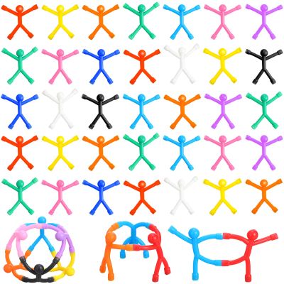 Jerify 50 Pcs Refrigerator Magnets Colorful Magnetic Men Fidget Toys Humanoid Mini Flexible Cute Toys for Refrigerator Door Office Fun Decorative Decoration, 10 Colors