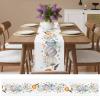 LooPoP Thanksgiving Fall Pumpkin Table Runners Maple Leaf White Rustic 13x48 Inches Long Washable Table Runner for Round Table Kitchen Coffee Dining End Table Living Room Use view 2