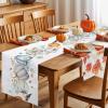 LooPoP Thanksgiving Fall Pumpkin Table Runners Maple Leaf White Rustic 13x48 Inches Long Washable Table Runner for Round Table Kitchen Coffee Dining End Table Living Room Use view 3