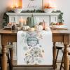 LooPoP Thanksgiving Fall Pumpkin Table Runners Maple Leaf White Rustic 13x48 Inches Long Washable Table Runner for Round Table Kitchen Coffee Dining End Table Living Room Use view 4