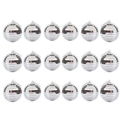 Kisangel 18pcs Silver Mirror Disco Ornaments Reflective Hanging Decorations for Xmas Tree Parties Birthdays and Celebrations Create Festive Atmosphere Shiny