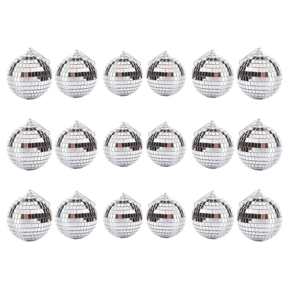 Kisangel 18pcs Silver Mirror Disco Ornaments Reflective Hanging Decorations for Xmas Tree Parties Birthdays and Celebrations Create Festive Atmosphere Shiny
