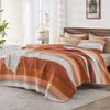 Andency Orange Quilt Queen(90x96Inch), 3 Pieces (1 Striped Quilt and 2 Pillowcases) Patchwork Striped Bedspread Coverlet Set, Soft Lightweight All Season Quilted Bedding Set view 4