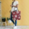 ALAZA Christmas Snowflake Buffalo Plaid Canvas Tote Bag Large Women Casual Shoulder Bag Handbag,Shopping Grocery Cotton Bag Reusable,Multipurpose,Heavy Duty For Outdoors Weekender Travel view 2