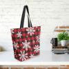 ALAZA Christmas Snowflake Buffalo Plaid Canvas Tote Bag Large Women Casual Shoulder Bag Handbag,Shopping Grocery Cotton Bag Reusable,Multipurpose,Heavy Duty For Outdoors Weekender Travel view 3