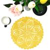 BIBITIME 11 inches to 12 inches Round Lace Placemats Table Doilies Round Handmade Crochet Doily Kitchen Cup Mug Mats for Mother's Day Anniversary,Yellow,1 PC view 1