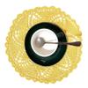 BIBITIME 11 inches to 12 inches Round Lace Placemats Table Doilies Round Handmade Crochet Doily Kitchen Cup Mug Mats for Mother's Day Anniversary,Yellow,1 PC view 3