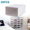 LOYALHEARTDY 20 PCS Shoe Storage Boxes Clamshell Clear Shoe Boxes Stackable Plastic Shoe Boxes with Lids Foldable Shoe Sneaker Containers Easy Assembly Home Shoe Organizer For Sneaker Storage view 2