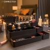 9 Pcs Stackable Drawer Organizer Trays Set, Multifunctional Stackable Storage Trays for Vanity, Bathroom, Kitchen, Desk Drawer Organizer Office. Plastic Drawer Organizers Available In 5 Colours, Black view 2