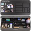 9 Pcs Stackable Drawer Organizer Trays Set, Multifunctional Stackable Storage Trays for Vanity, Bathroom, Kitchen, Desk Drawer Organizer Office. Plastic Drawer Organizers Available In 5 Colours, Black view 4