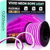GZBtech Flexible LED Neon Rope Lights 66FT,AC 110-120V Waterproof Strip Light, 120 LEDs/M Cuttable Connectable Neon Lighting for Indoor Outdoor Home Decor/Commercial Building Use-Pink 20M view 1