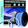 GZBtech Flexible LED Neon Rope Lights 33FT,AC 110-120V Waterproof Strip Light, 120 LEDs/M Cuttable Connectable Neon Lighting for Indoor Outdoor Home Decor/Commercial Building Use-Blue 10M, ETL Listed view 1