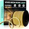 GZBtech Flexible LED Neon Rope Lights 82FT,AC 110-120V Waterproof Strip Light, 120 LEDs/M Cuttable Connectable Neon Lighting for Indoor Outdoor Home Decor/Commercial Use-Warm White 25M, ETL Listed view 1