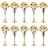 Amylove 10 Pcs Wedding Centerpieces Tall Vases - 21.7 Inch Gold Crystal Geometric Flower Stand, Elegant Table Decor for Wedding Reception, Party, Banquet, Hotel Decorations (16.5 Inch,Classic) view 1