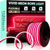 GZBtech Flexible LED Neon Rope Lights 50FT,AC 110-120V Waterproof Strip Light, 120 LEDs/M Cuttable Connectable Neon Lighting for Indoor Outdoor Home Decor/Commercial Building Use-Red 15M, ETL Listed view 1