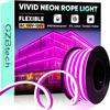 GZBtech Flexible LED Neon Rope Lights 16.4FT,AC 110-120V Waterproof Strip Light, 120LEDs/M Cuttable Connectable Neon Lighting for Indoor Outdoor Home Decor/Commercial Building Use-Pink 5M view 1