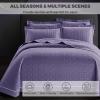 3 Piece Queen Size Quilt Set (96x98 Inch), with Pillow Sham, 100% Cotton Luxury Quilt Cover, Lightweight Reversible Bedspread/Coverlet/Bed Cover for All Season,Purple,Queen view 2