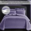 3 Piece Queen Size Quilt Set (96x98 Inch), with Pillow Sham, 100% Cotton Luxury Quilt Cover, Lightweight Reversible Bedspread/Coverlet/Bed Cover for All Season,Purple,Queen view 3