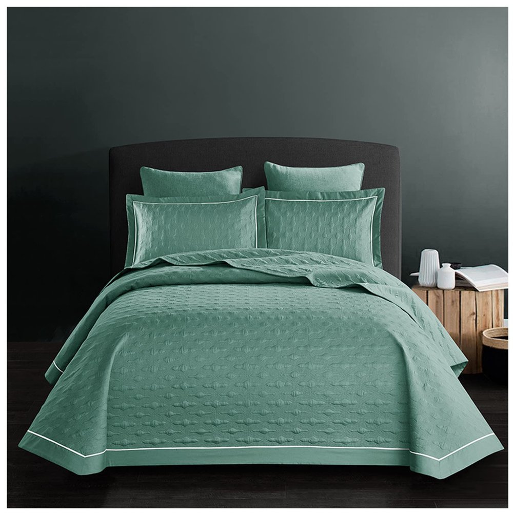3 Piece Queen Size Quilt Set (96x98 Inch), with Pillow Sham, 100% Cotton Luxury Quilt Cover, Lightweight Reversible Bedspread/Coverlet/Bed Cover for All Season,Sage Green,Queen