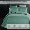 3 Piece Queen Size Quilt Set (96x98 Inch), with Pillow Sham, 100% Cotton Luxury Quilt Cover, Lightweight Reversible Bedspread/Coverlet/Bed Cover for All Season,Sage Green,Queen view 2